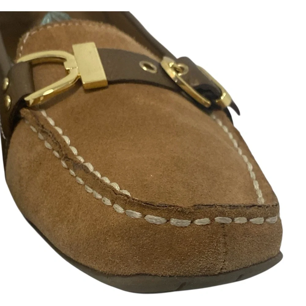 Etienne Aigner Genuine Leather Suede Buckle Loafer Slip Ons - EC - 8.5